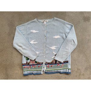Claire Murray Light Blue Cadigan Embroidered Lighthouse Women's Size 1X